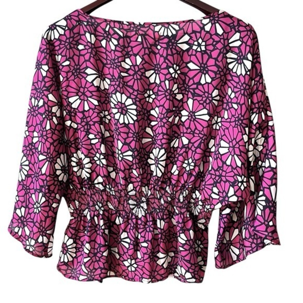 Tulle Anthropologie Peplum Blouse Womemns S Pink Floral Boat Neck Dolman Top - Picture 2 of 8